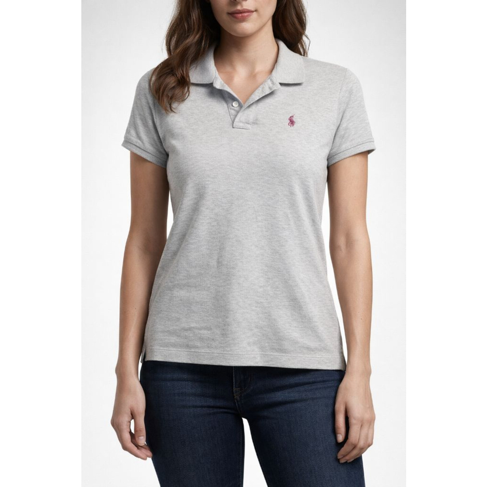 Ralph Lauren Sport Slim Fit Polo – Women’s Large – Gray with Pink Logo